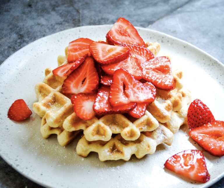 Healthy Waffles with Strawberry Topping » Kay's Clean Eats
