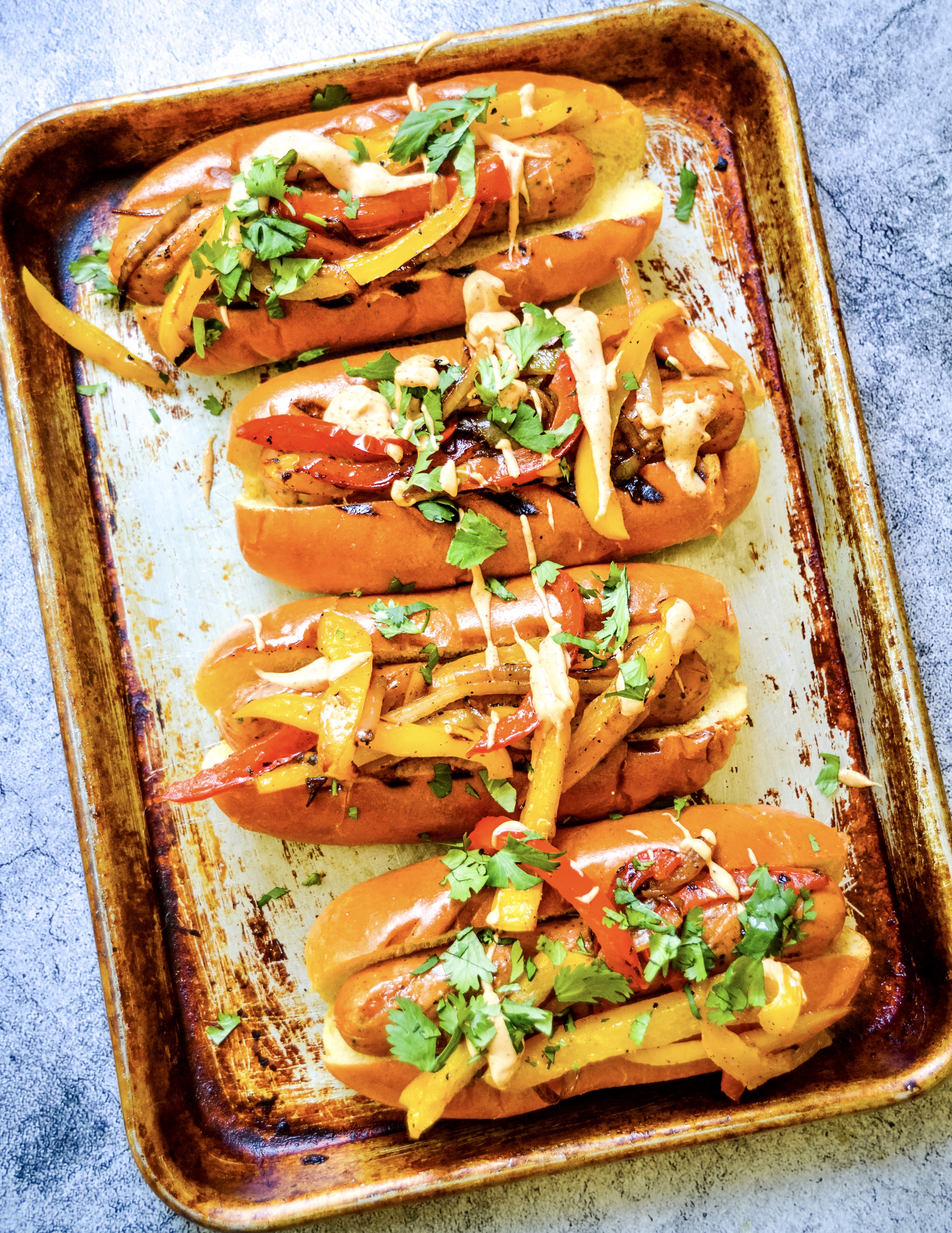 Sausage and Pepper Dogs with Chipotle Aioli
