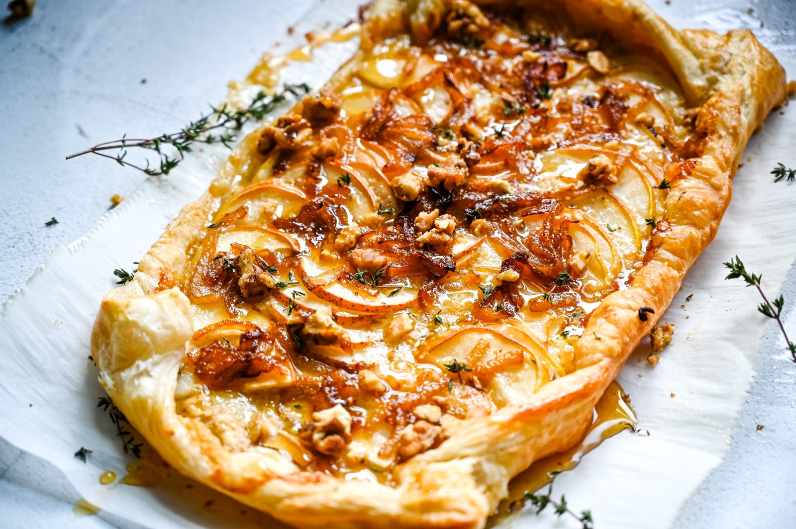 Brie and Pear Puff Pastry Tart 