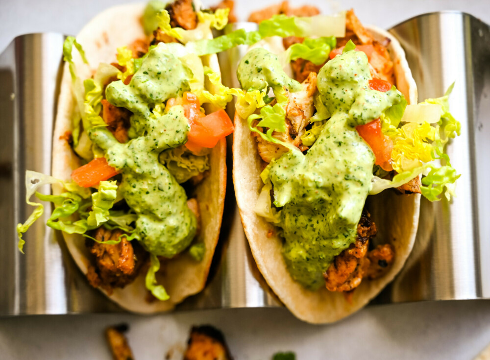 Chicken Tacos with Creamy Cilantro Sauce