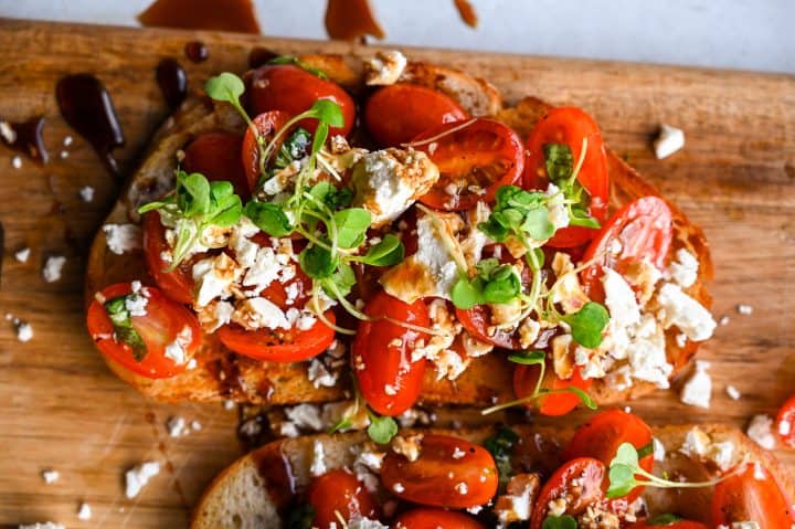 horizontal feta tomato toast