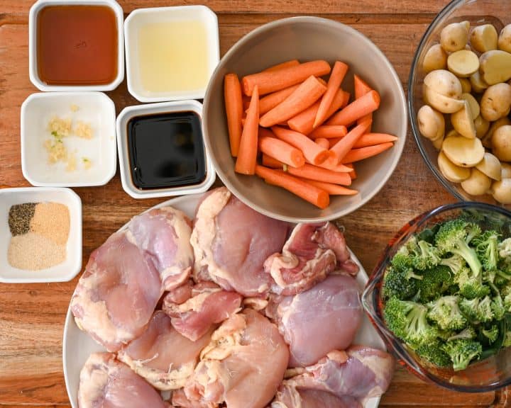 honey garlic chicken and veggie ingredients