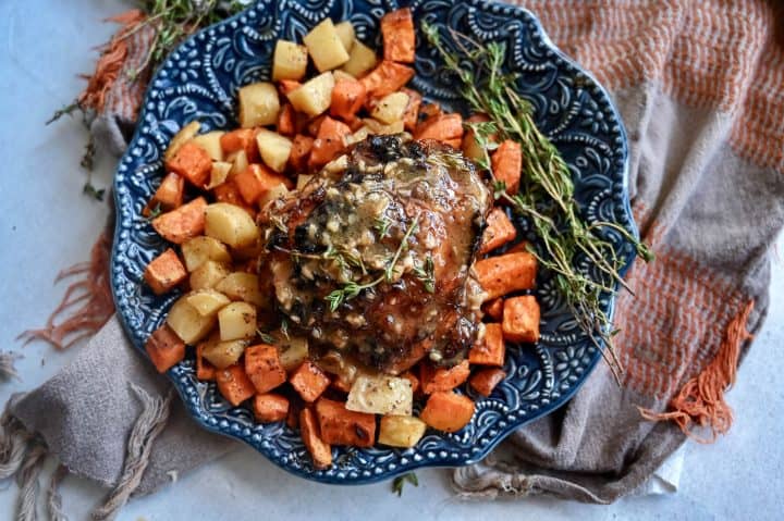 Apple Cider Glazed Chicken Thighs with Roasted Potatoes (The Ultimate Fall Dinner)