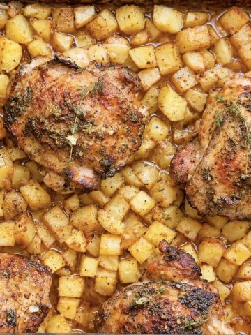 Apple Cider Glazed Chicken Thighs with Roasted Potatoes (The Ultimate Fall Dinner)